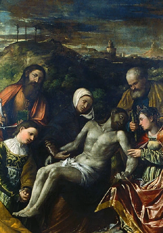 Il Romanino-210-Pietà con San Paolo, San Giuseppe e le pie donne  - Pinacoteca Tosio Martinengo, Brescia